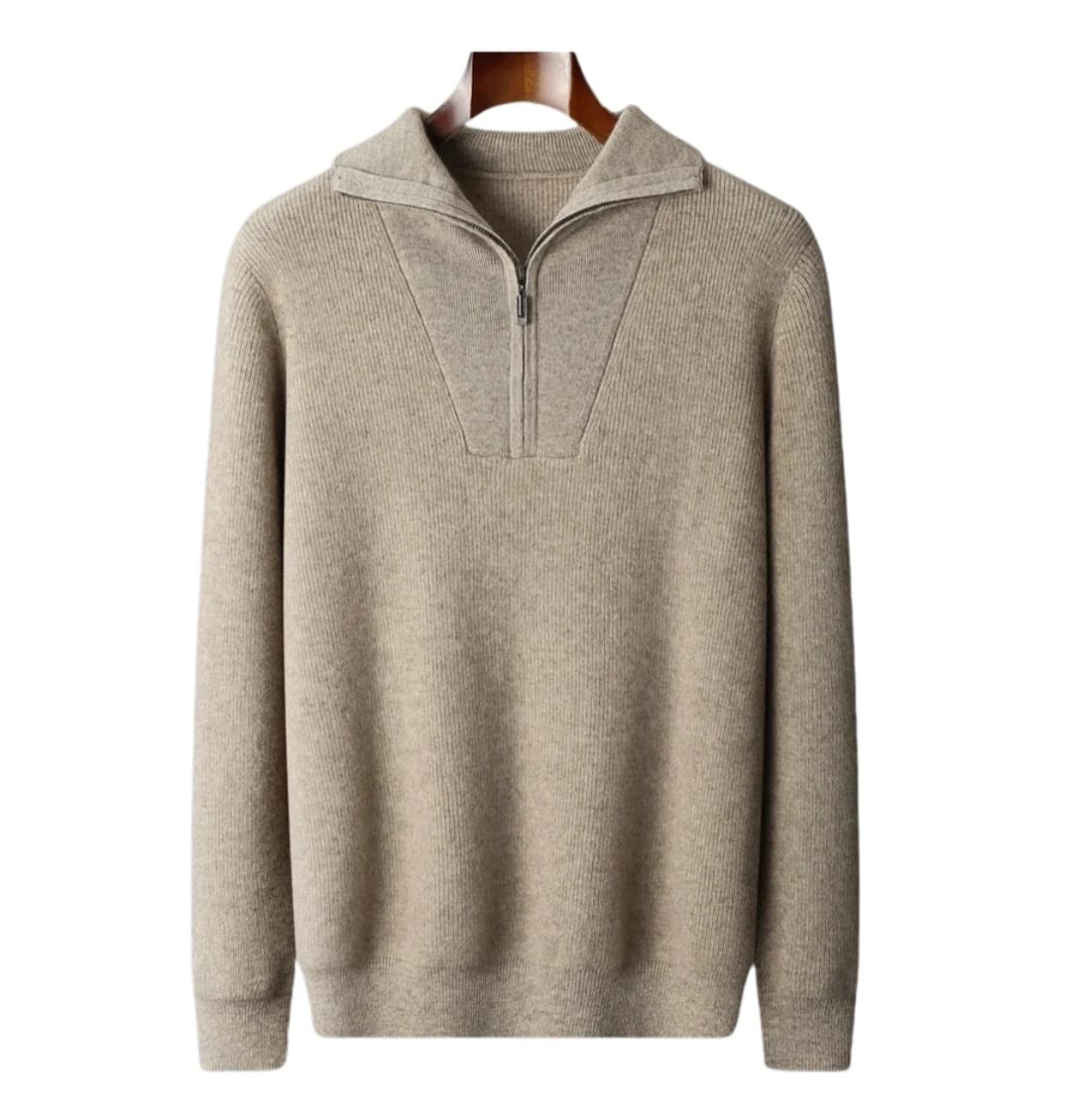 Half-zip ribbed pullover